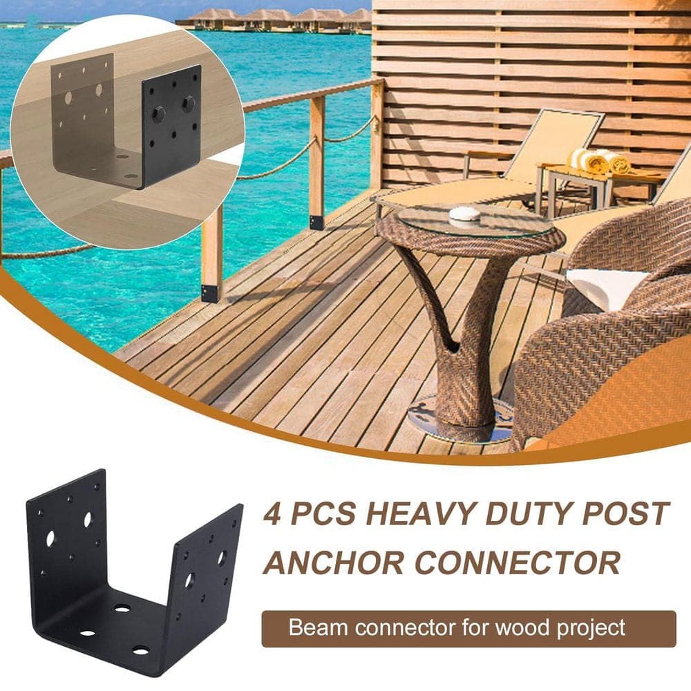 Afoxsos Steel Half Post Base Bracket 4 x 4 Joist Hanger Support Inner Size 3.5 Thickness 3 mm (4-Pack) (3)