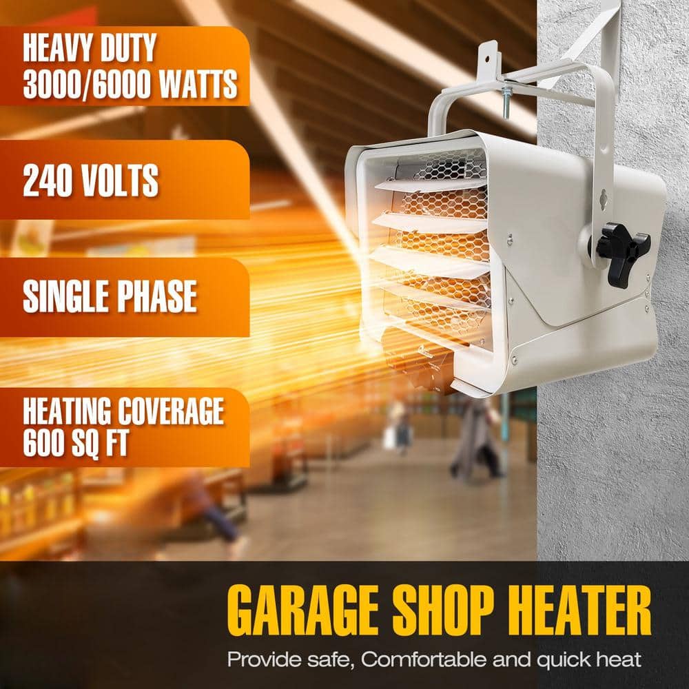 Dr Infrared Heater 240-Volt 6000-Watt Electric Garage Workshop Industrial Hardwire Forced Air Fan Heater Product with Adjustable Air Flow (3)
