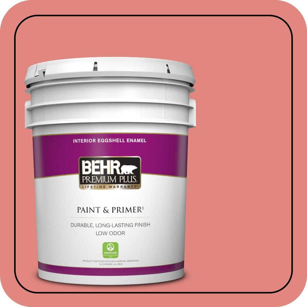 BEHR PREMIUM PLUS 5 gal. #PPU1-04A Watermelon Punch Eggshell Enamel Low Odor Interior Paint & Primer