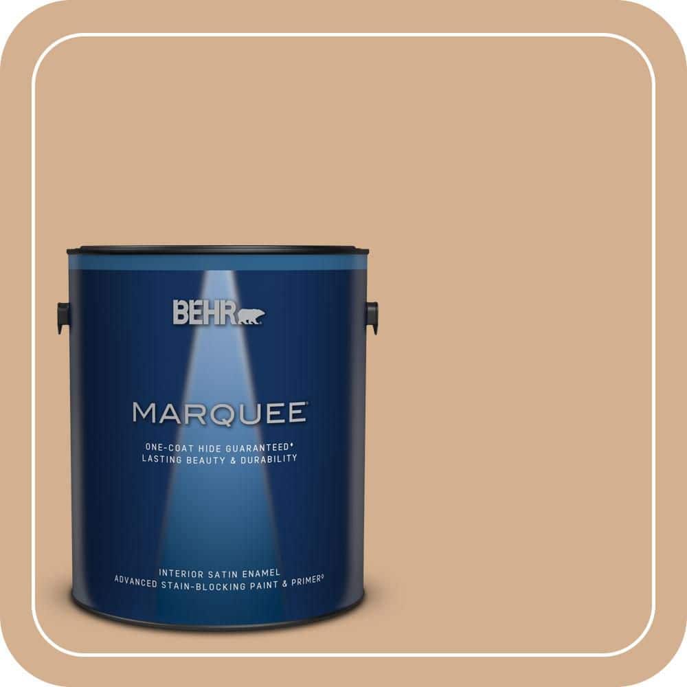 BEHR MARQUEE 1 gal. #MQ2-04 Butterscotch Amber One-Coat Hide Satin Enamel Interior Paint & Primer