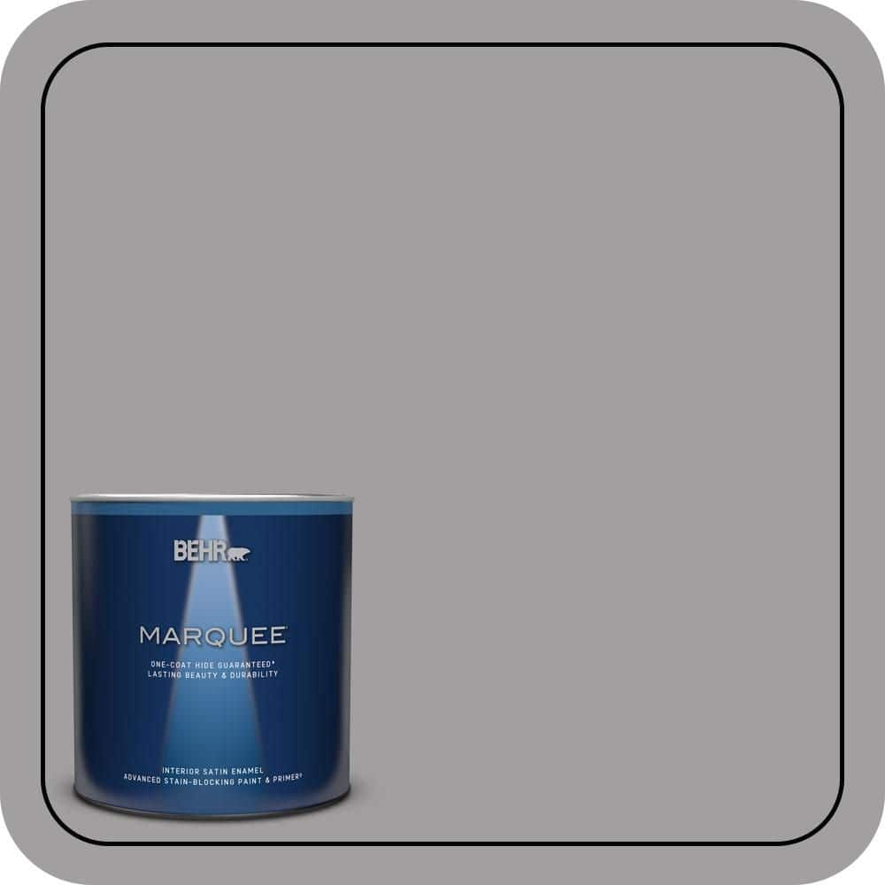 BEHR MARQUEE 1 qt. #T11-1 Grayve Yard Satin Enamel Interior Paint & Primer