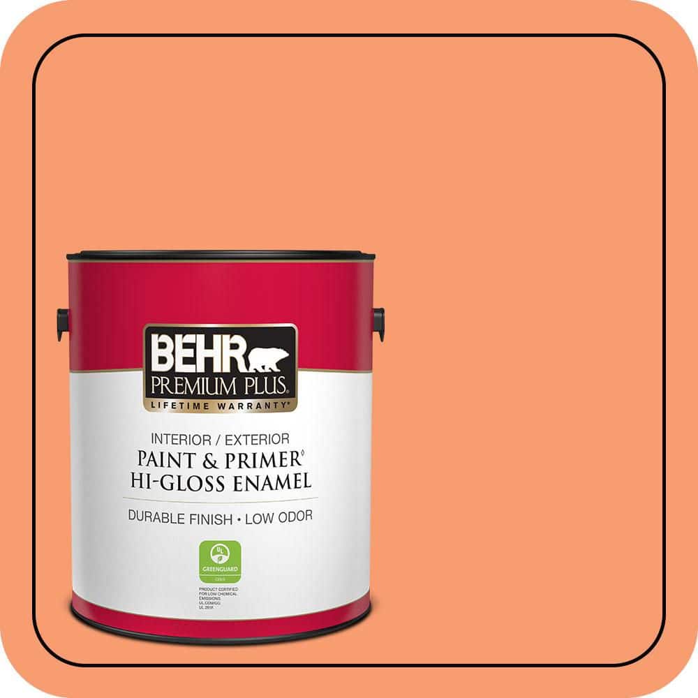 BEHR PREMIUM PLUS 1 gal. #P200-5 Burning Coals Hi-Gloss Enamel Interior/Exterior Paint & Primer