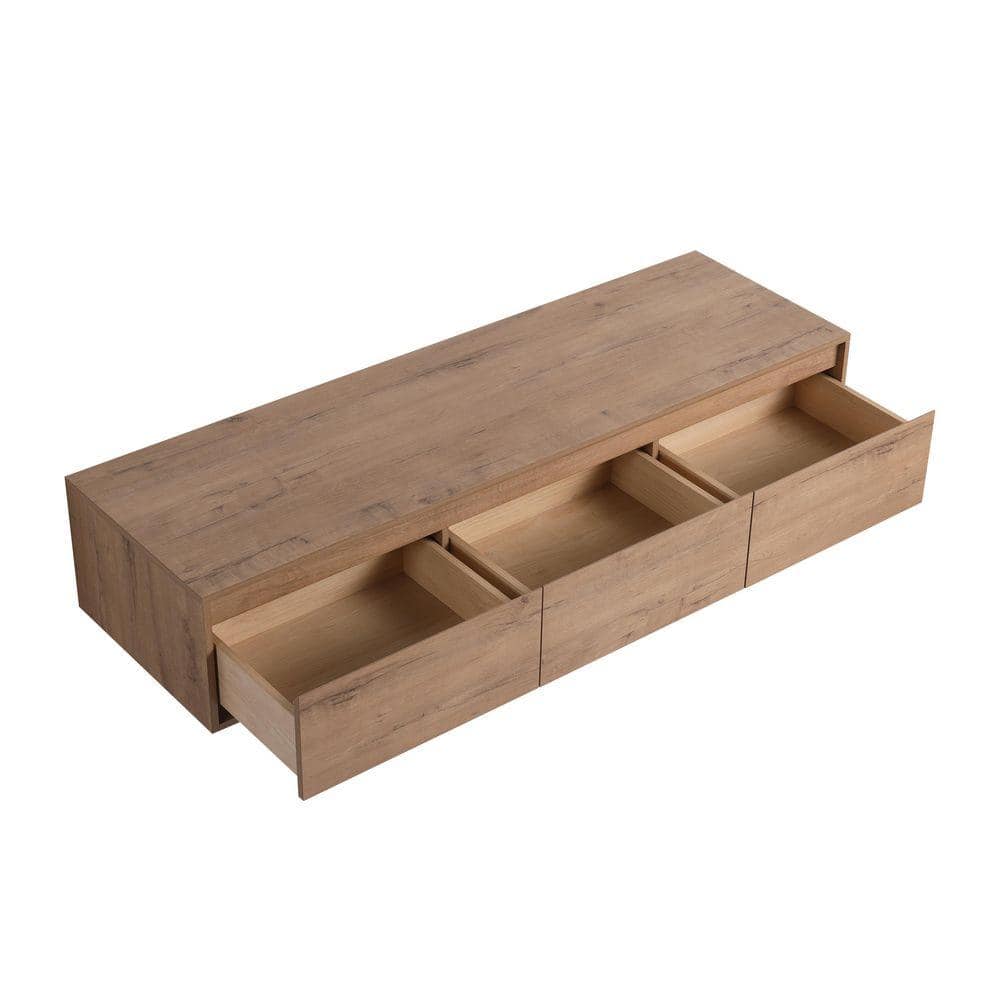 UPIKER Jacques 58.69 in. W x 17.94 in. D x 11 in. H Floating Bath Vanity Cabinet without Top in Imitative Oak Assembled