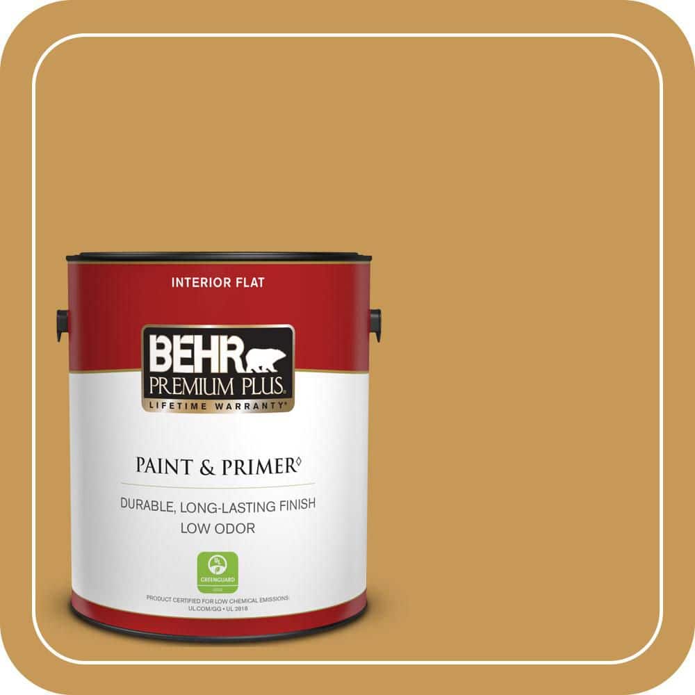 BEHR PREMIUM PLUS 1 gal. #PMD-104 Amber Glass Flat Low Odor Interior Paint & Primer