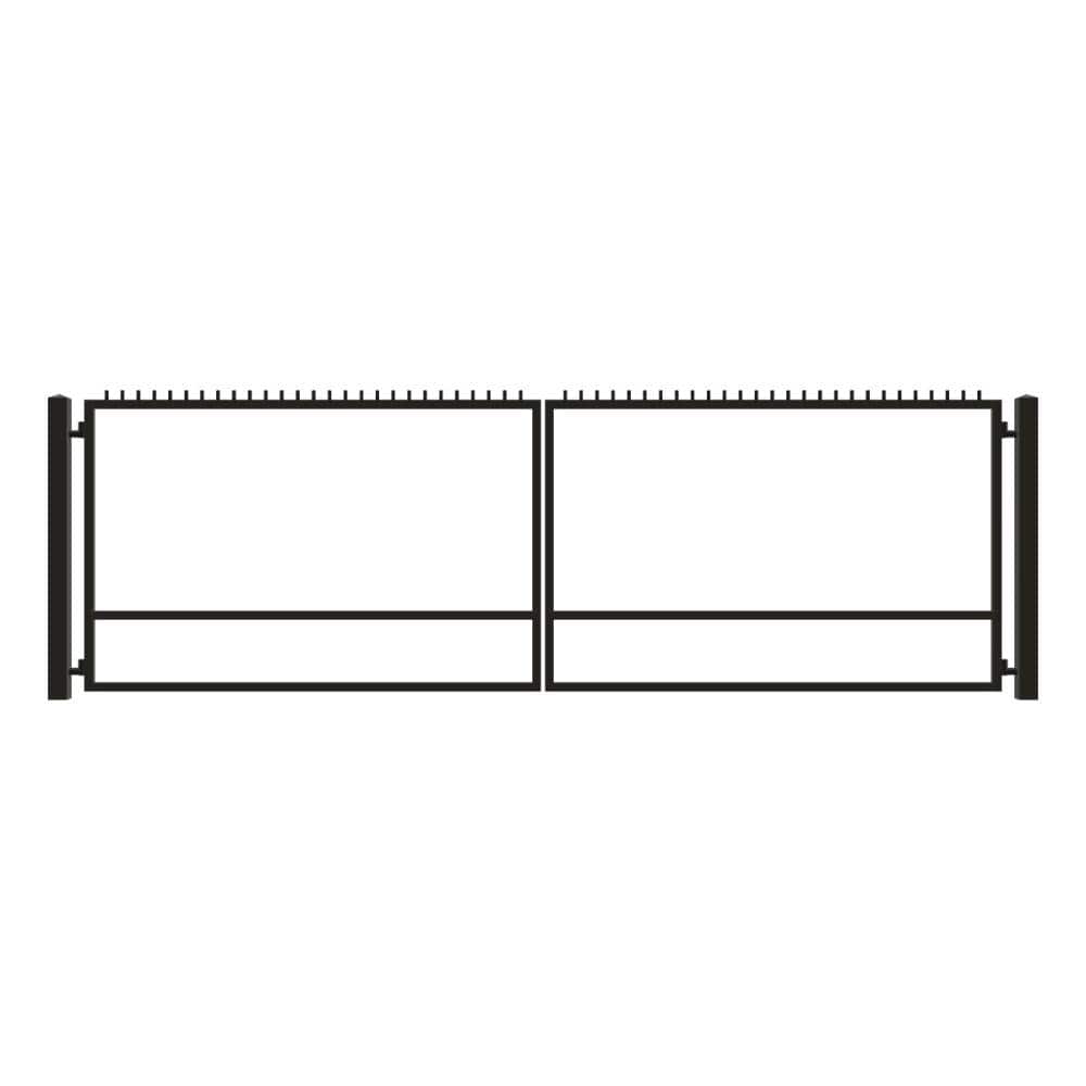 Unbranded Driveway Gate — Swing, Center, Finials, Black — 238"W x 72"H