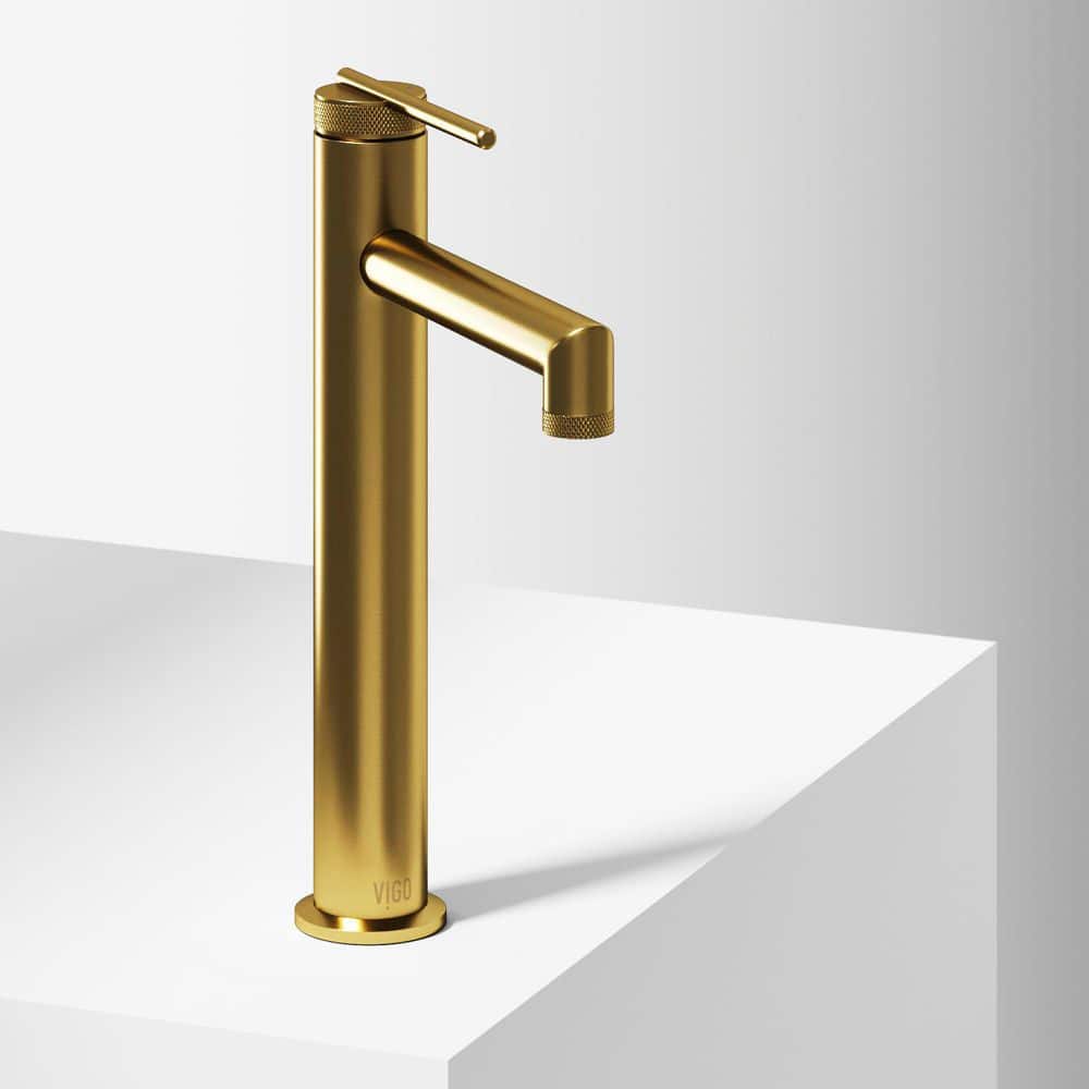 VIGO Sterling Single Handle Single-Hole Bathroom Vessel Faucet in Matte Brushed Gold (2)