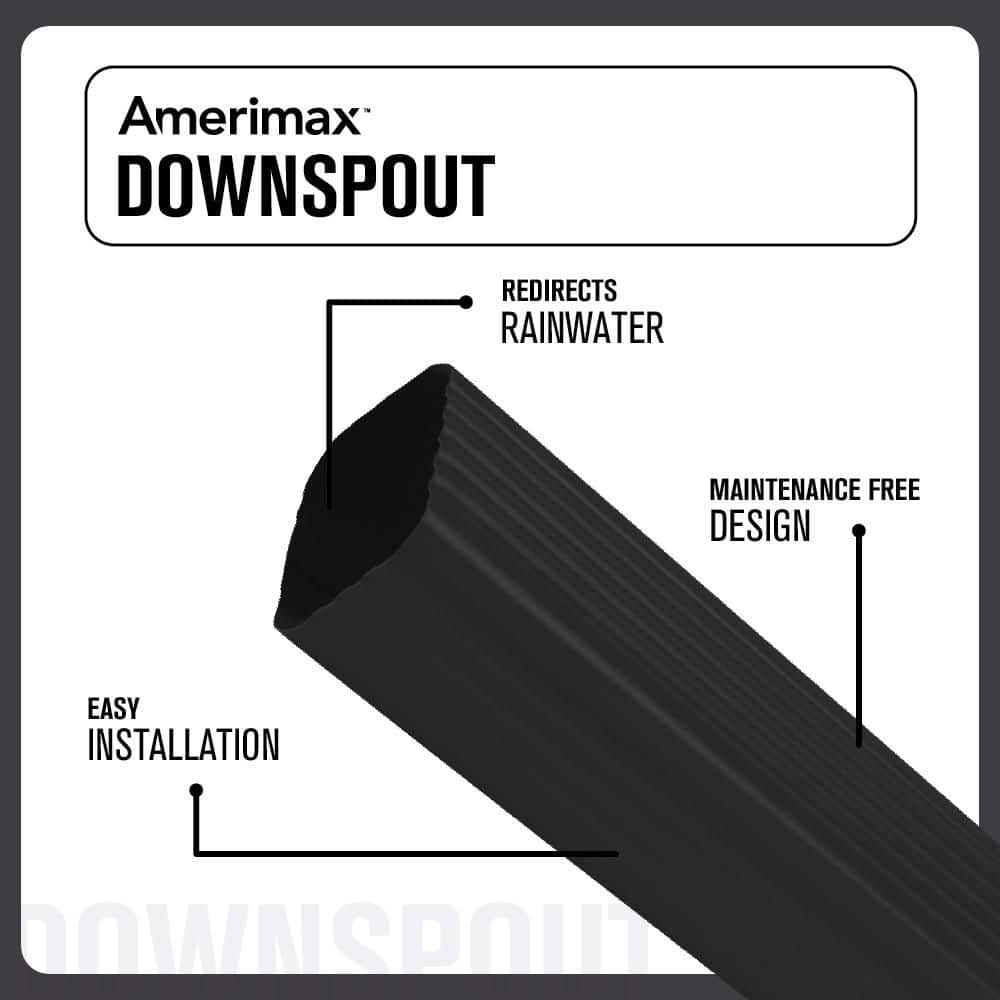 Amerimax Home Products 2 in. x 3 in. x 10 ft. Black Aluminum Downspout (3)