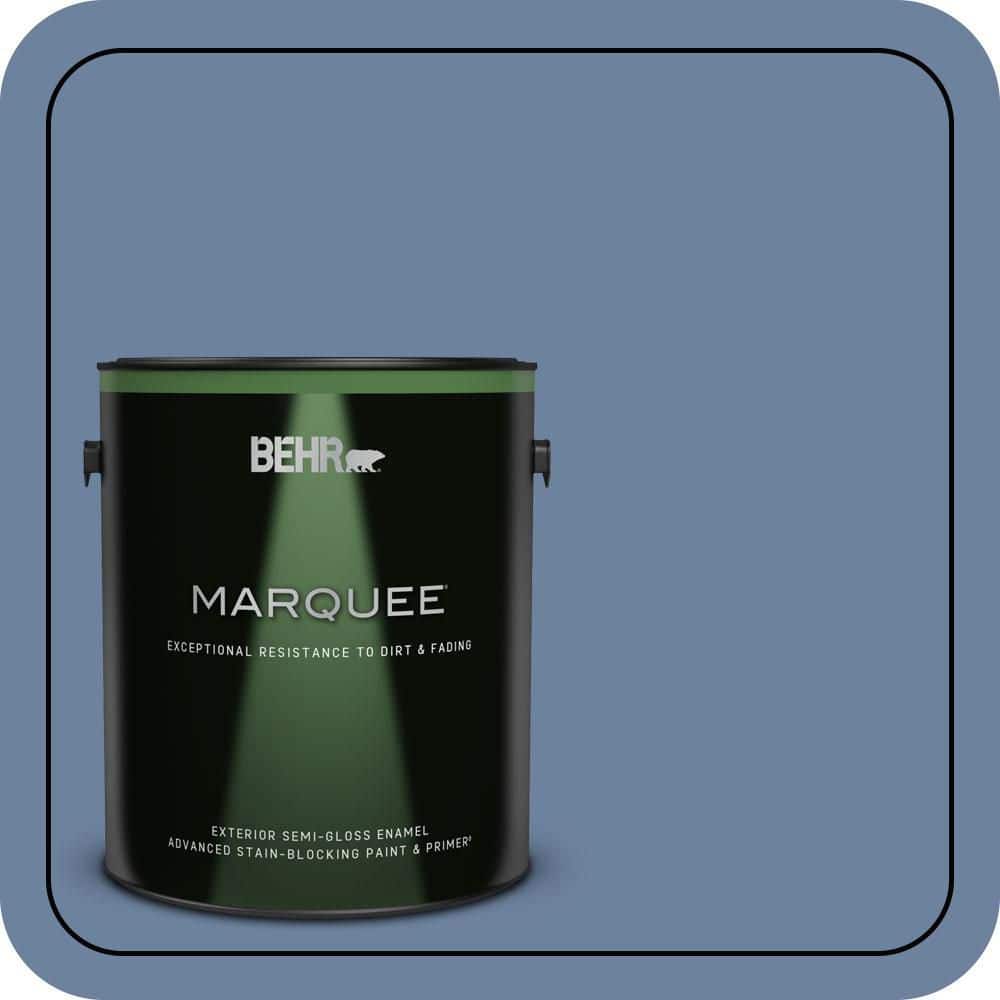 BEHR MARQUEE 1 gal. #S530-5 Brisk Blue Semi-Gloss Enamel Exterior Paint & Primer