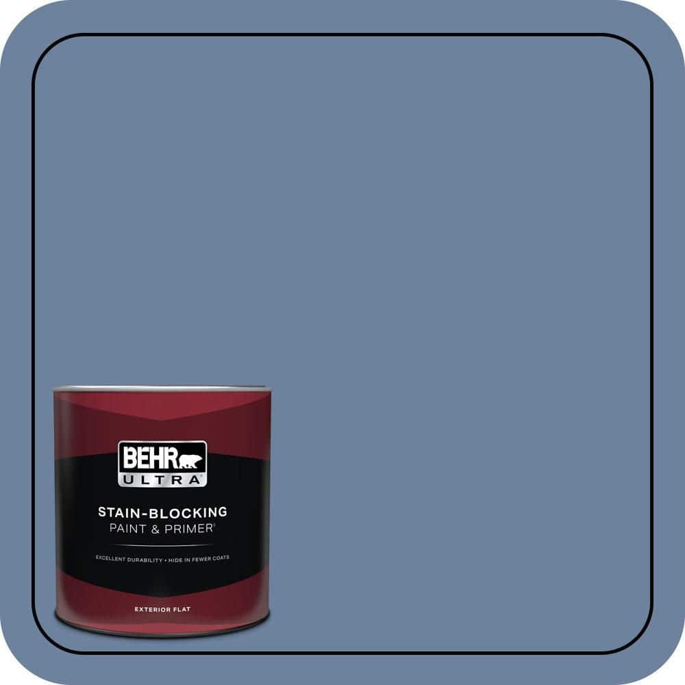 BEHR ULTRA 1 qt. #S530-5 Brisk Blue Flat Exterior Paint & Primer