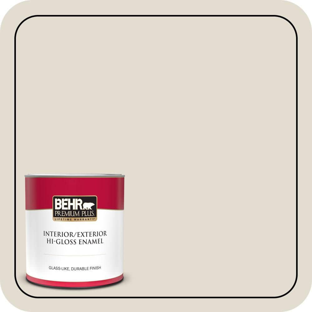 BEHR PREMIUM PLUS 1 qt. #N340-1 Light Granite Hi-Gloss Enamel Interior/Exterior Paint & Primer (1)