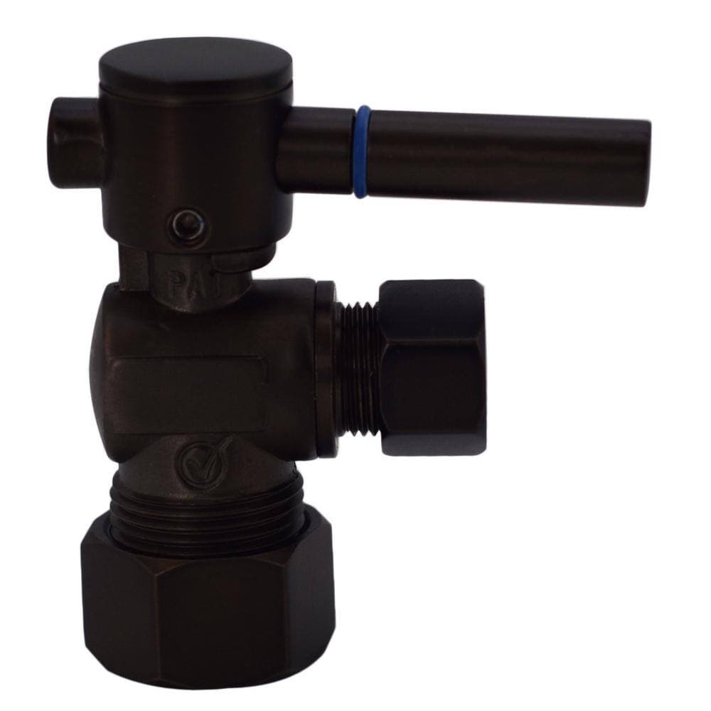 Westbrass 5/8 in. IPS x 3/8 in. O.D. Compression Outlet Angle Stop with 1/4-Turn Lever Handle in Matte Black (1)