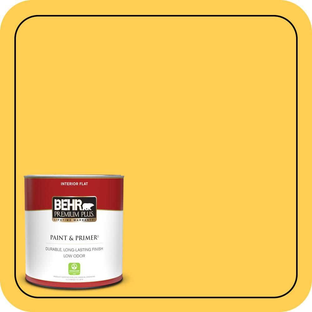 BEHR PREMIUM PLUS 1 qt. #T16-05 Canary Diamond Flat Low Odor Interior Paint & Primer