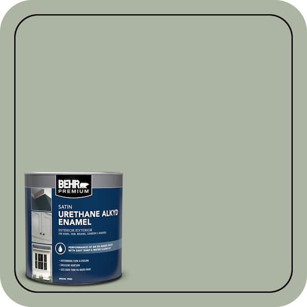 BEHR PREMIUM 1 qt. #430E-3 Laurel Mist Satin Enamel Urethane Alkyd Interior/Exterior Paint (2)