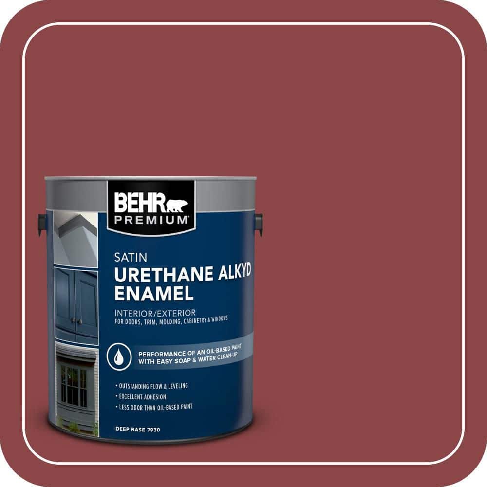 BEHR PREMIUM 1 gal. #PPU1-10 Forbidden Red Urethane Alkyd Satin Enamel Interior/Exterior Paint