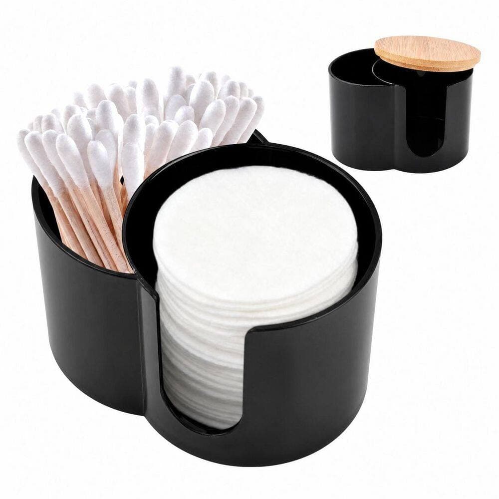 KHKFY 2-Grid Cotton Swab and Cotton Round Holder with Dustproof Lid, Clear PS Plastic, 3.8 x 3.15 x 2.56 in. (2)