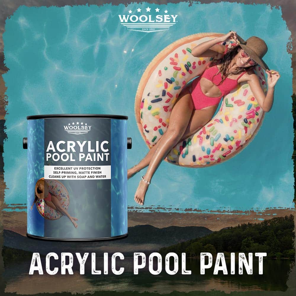 WOOLSEY 5 Gal. Dawn Blue Acrylic Pool Paint for Concrete and Plaster Swimming Pools, Matte Finish (2)