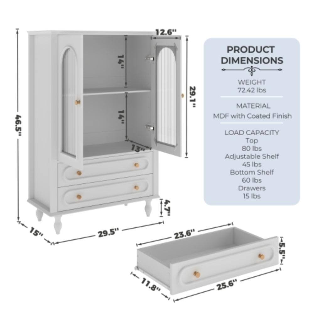 Unbranded 29.5 in. W x 15 in. D x 46.5 in. H Bathroom White Linen Cabinet (2)