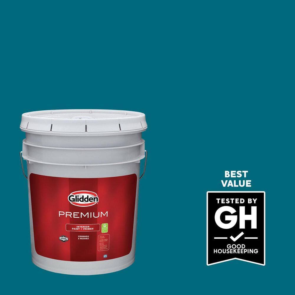 Glidden Premium 5 gal. PPG1150-7 Caribbean Splash Satin Interior Latex Paint