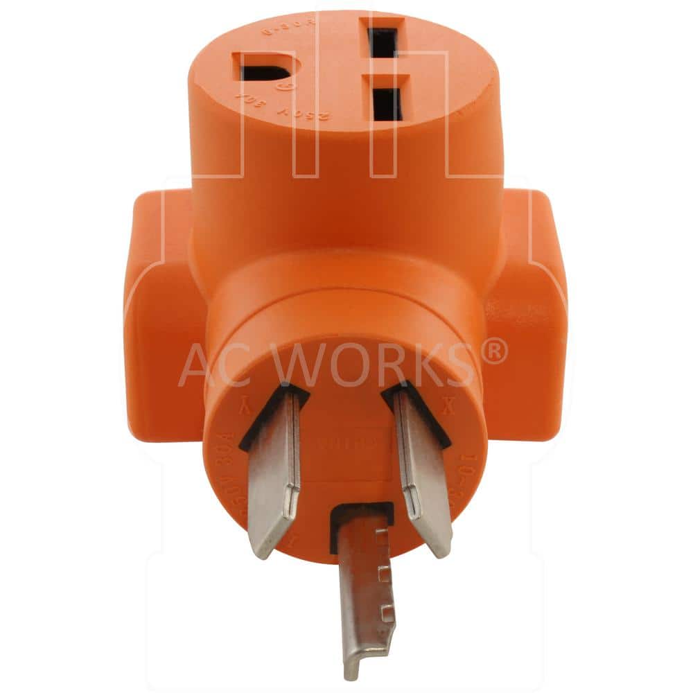 AC WORKS 30-Amp 10-30 3-Prong Dryer Plug to 6-30R 30-Amp 250-Volt Commerical HVAC Female Adapter (3)