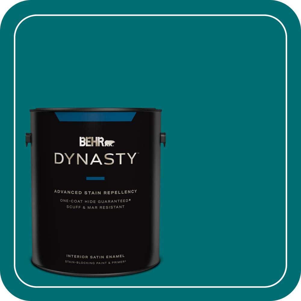BEHR DYNASTY 1 gal. #MQ6-35 Teal Motif One-Coat Hide Satin Enamel Stain-Blocking Interior Paint and Primer