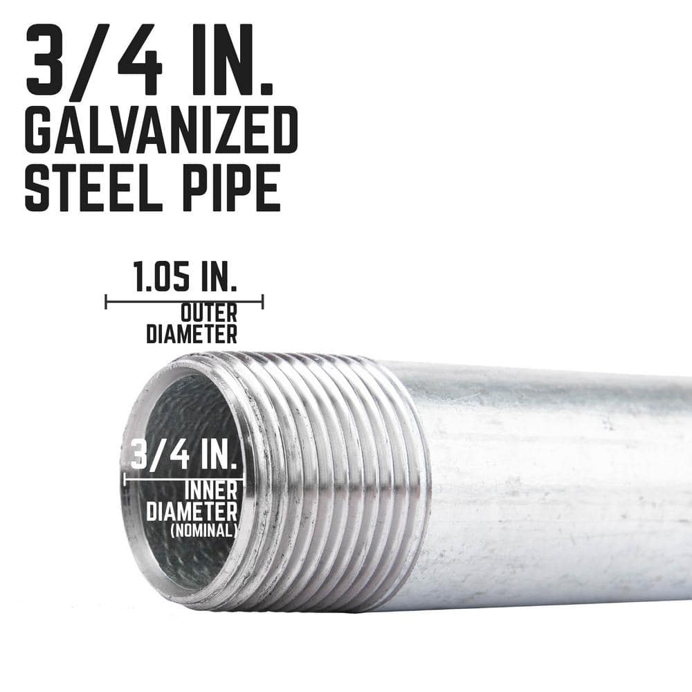 PIPE DECOR 3/4 in. Galvanized Steel Pipe (4-Pack) (3)