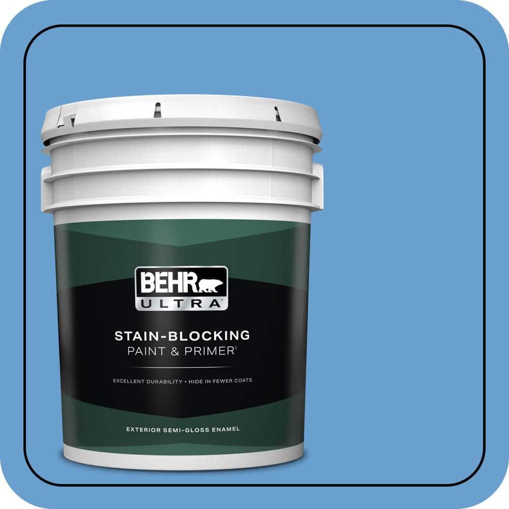 BEHR ULTRA 5 gal. #P520-4 Cornflower Semi-Gloss Enamel Exterior Paint & Primer