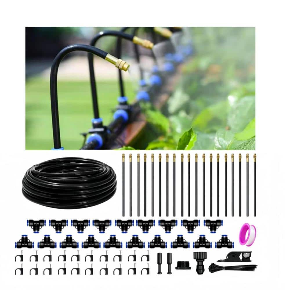 Unbranded 60FT Drip Irrigation System Kit with 19 Adjustable Copper Nozzles, 5/16 in Tubing, Automatic Garden Watering Sprinkler f