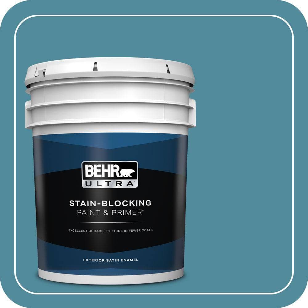 BEHR ULTRA 5 gal. #S460-5 Blue Square Satin Enamel Exterior Paint & Primer
