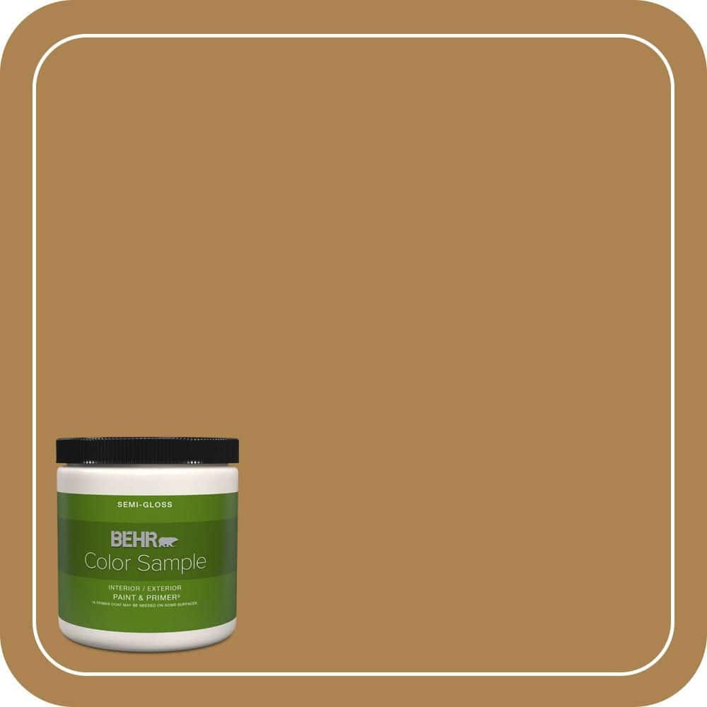 BEHR PREMIUM PLUS 8 oz. #S300-6 Harvest Time Semi-Gloss Interior/Exterior Paint & Primer Color Sample