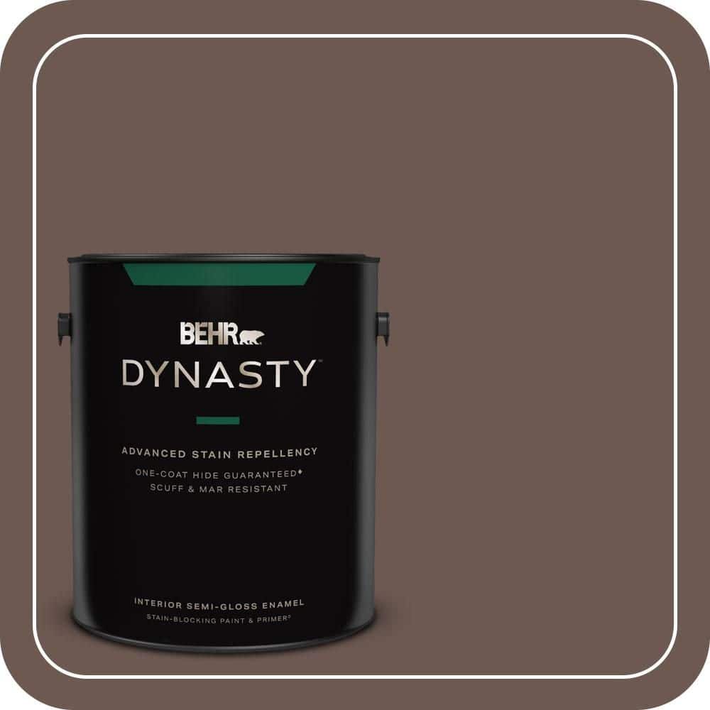 BEHR DYNASTY 1 gal. #N180-7 Oiled Teak Semi-Gloss Enamel Interior Stain-Blocking Paint & Primer