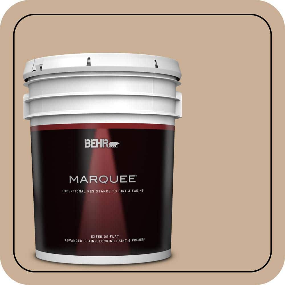 BEHR MARQUEE 5 gal. #N260-3 Polo Tan Flat Exterior Paint & Primer