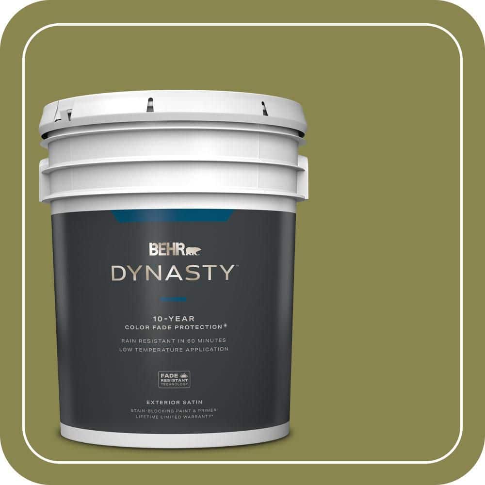 BEHR DYNASTY 5 gal. #T15-18 Snap Pea Green Satin Enamel Exterior Stain-Blocking Paint & Primer
