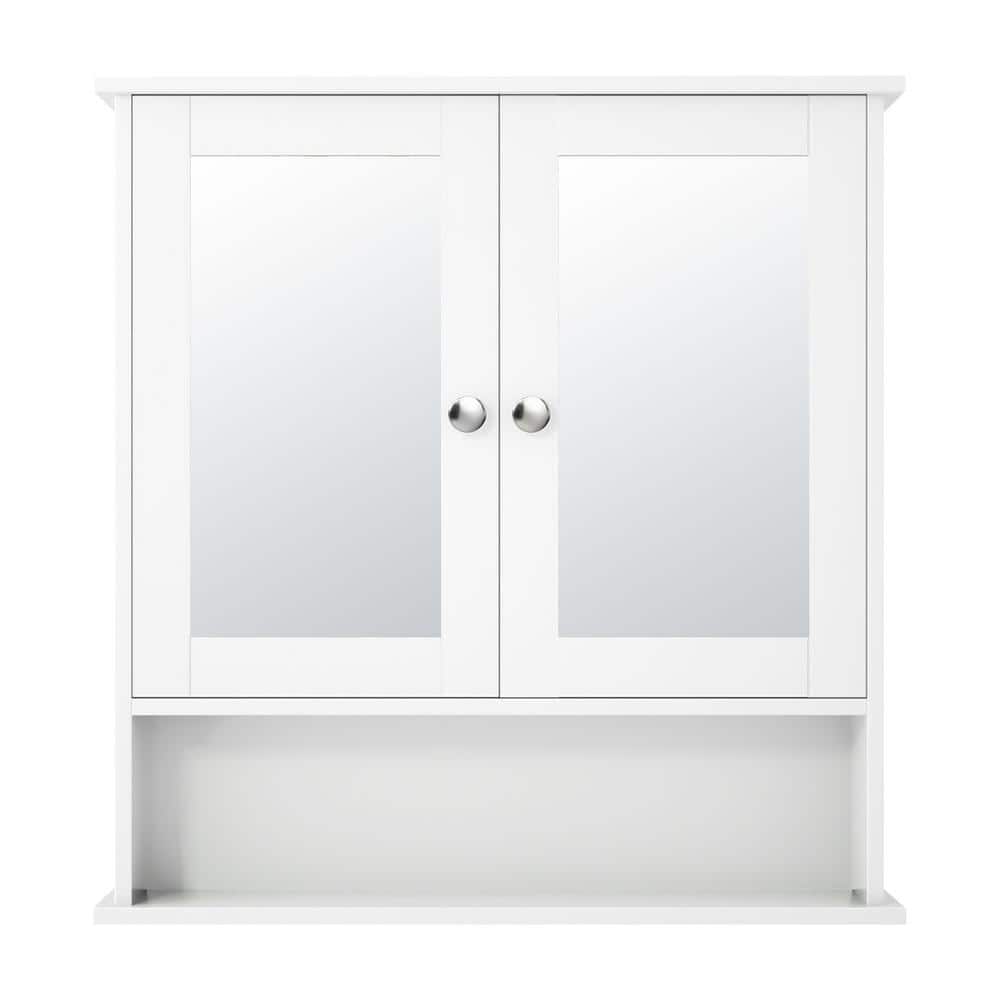WELLFOR 22 in. W x 5 in. D x 23 in. H Bathroom Storage Wall Cabinet in White (3)