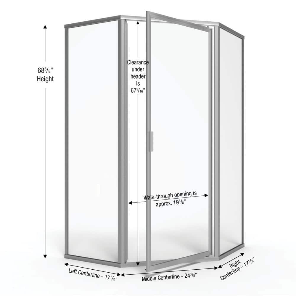 Basco Deluxe 24-3/8 in. 68-5/8 in. Framed Neo-Angle Hinged Shower Door (3)