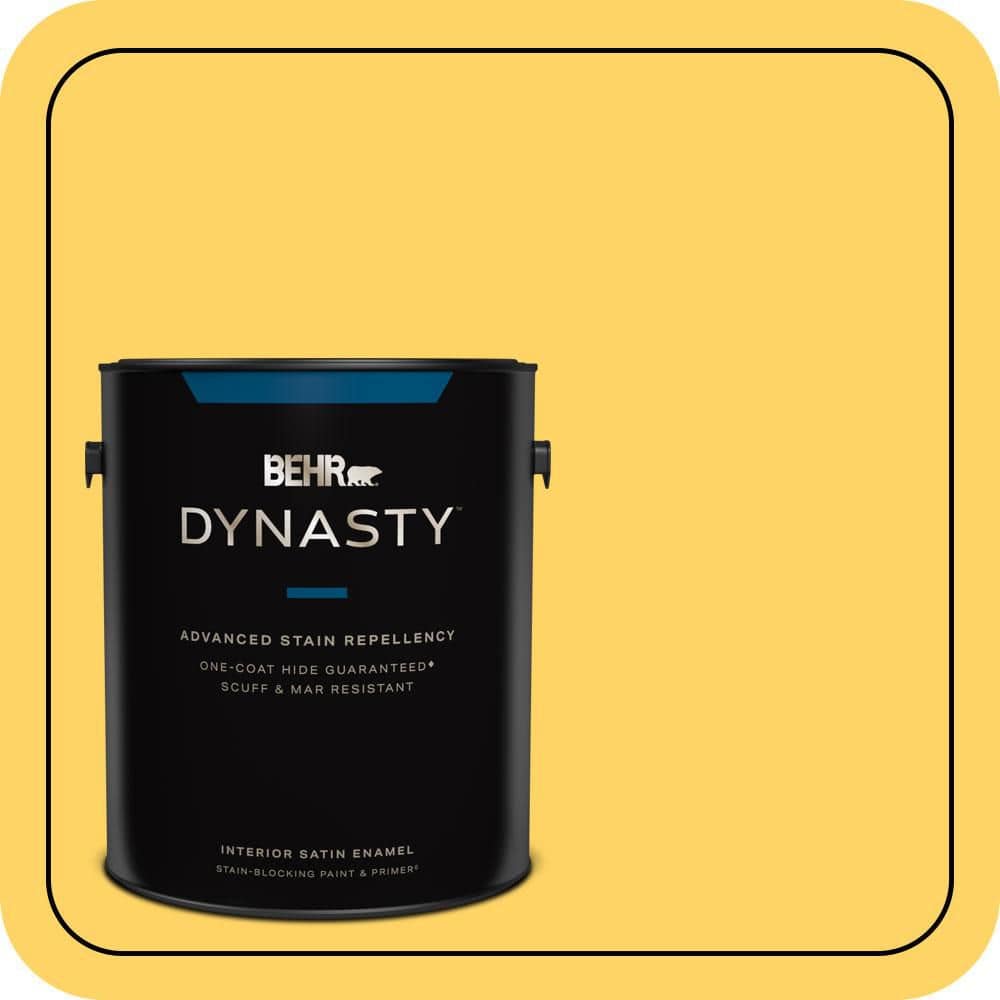 BEHR DYNASTY 1 gal. #P290-5 Squash Blossom Satin Enamel Interior Stain-Blocking Paint & Primer