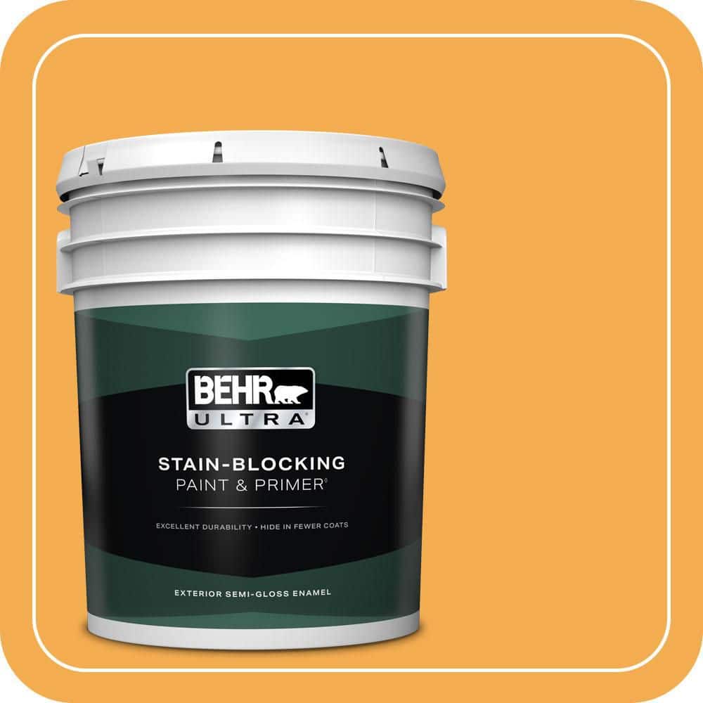 BEHR ULTRA 5 gal. #290B-6 Squash Semi-Gloss Enamel Exterior Paint & Primer