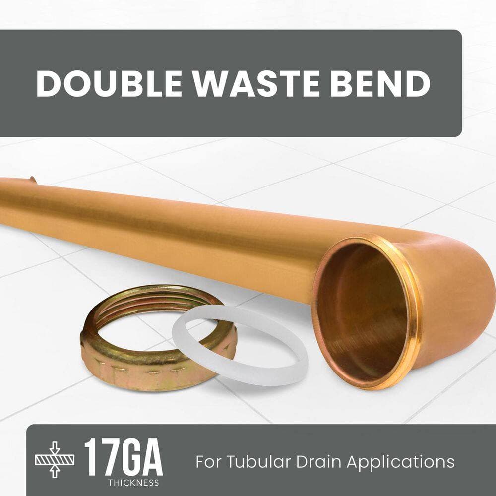 PLUMBFLEX 1-1/2 in. x 24 in. Brass Double Waste Bend for Tubular Drain Applications, 17GA (2)