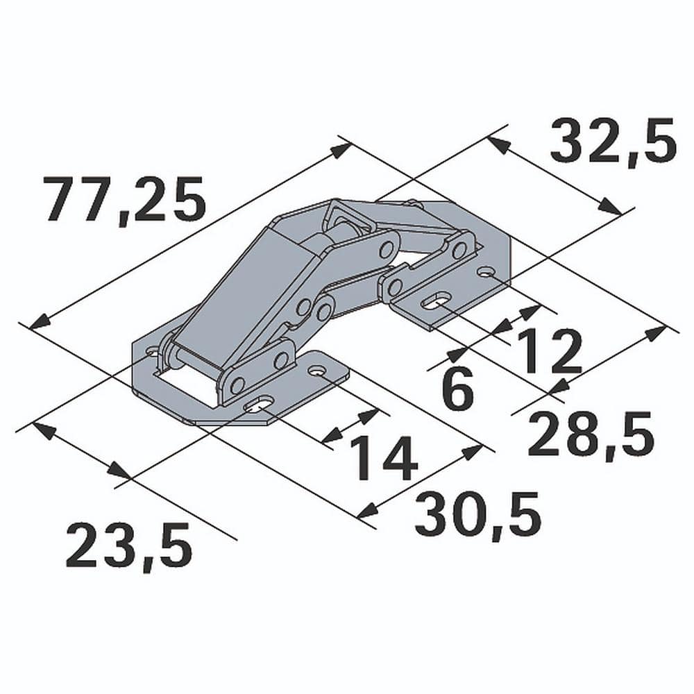 Hettich Surface Mount Nickel Mini Hinge (24-Pack) (3)