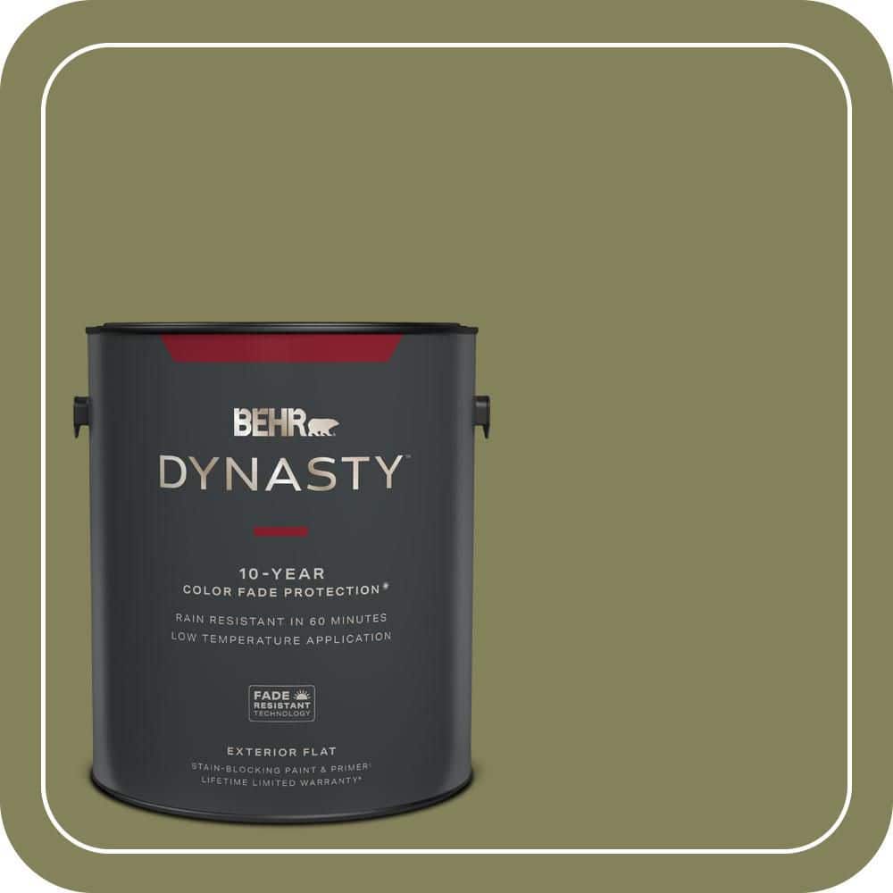 BEHR DYNASTY 1 gal. #PMD-47 Martini Olive Flat Exterior Stain-Blocking Paint & Primer