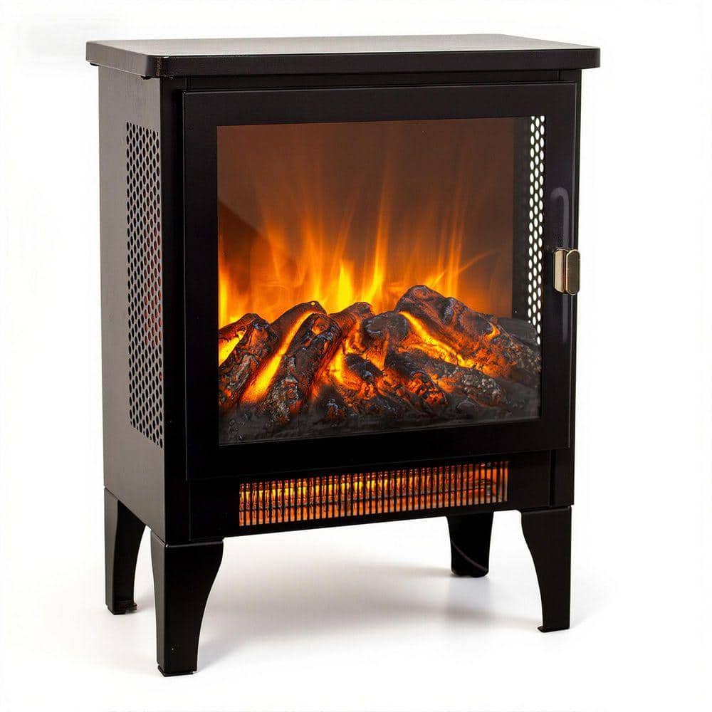 SUNRINX 17 in. Freestanding Electric Fireplace Stove Heater with 3D Flame Effect Classic CSA/UL Certified in Black (1)