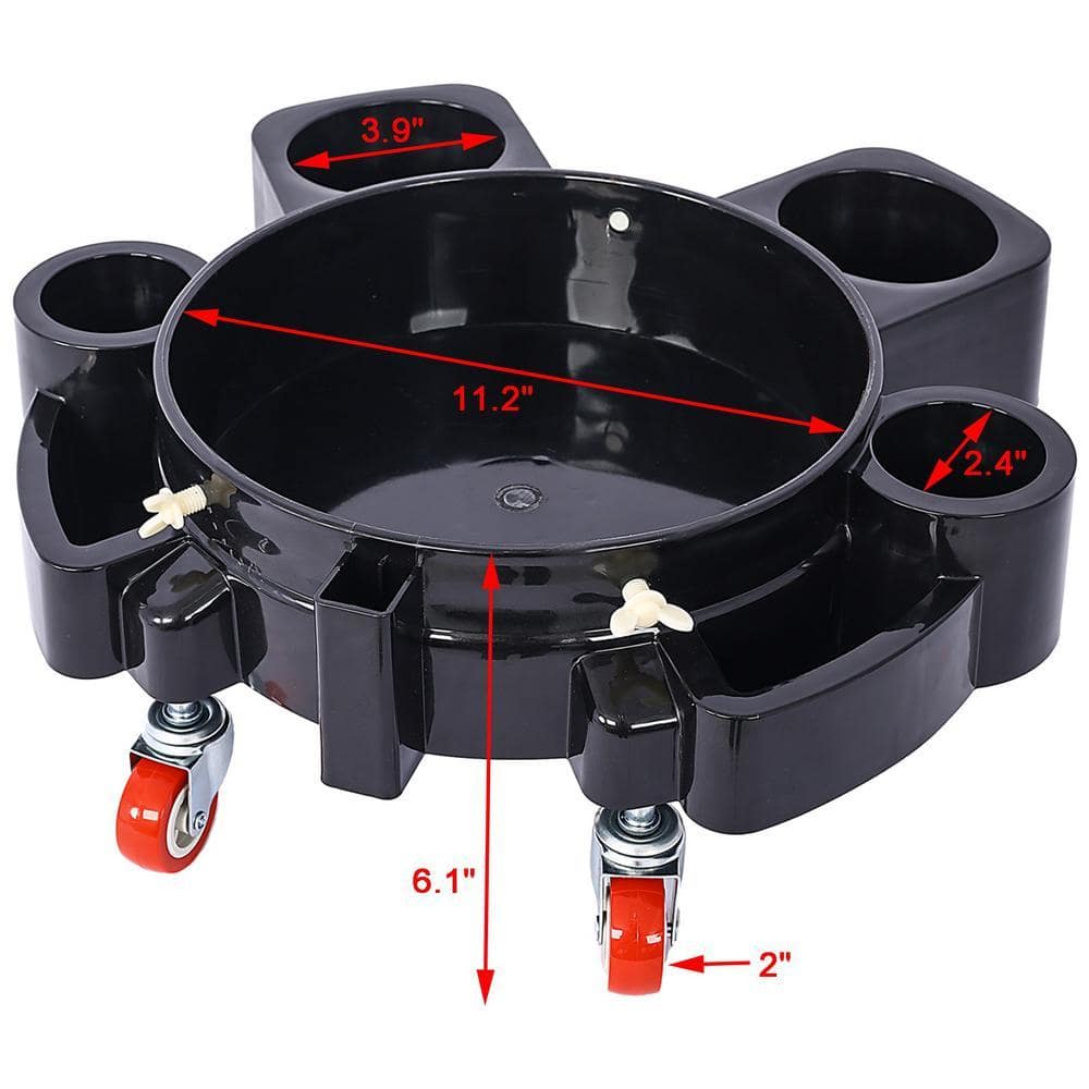 Miscool Ami 250 lbs. Round 5 Gal. Rolling Bucket Dolly For Car Wash With Brake Casters (2)