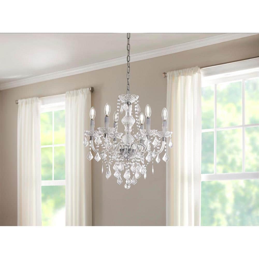 Hampton Bay Maria Theresa 6-Light Chrome with Clear Acrylic Chandelier (2)
