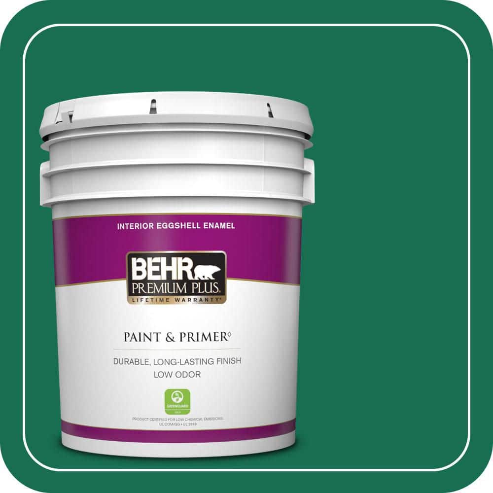 BEHR PREMIUM PLUS 5 gal. #S-H-470 Precious Emerald Eggshell Enamel Low Odor Interior Paint & Primer