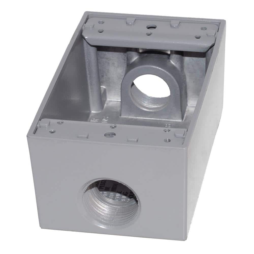 Commercial Electric 1-Gang Metal Weatherproof Electrical Outlet Box with (3) 3/4 inch Holes, Gray (2)