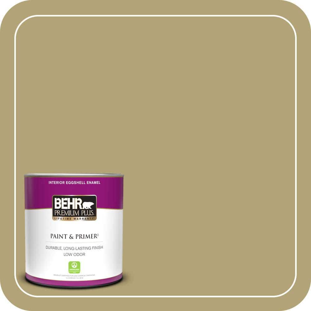 BEHR PREMIUM PLUS 1 qt. #PMD-101 Green Fig Eggshell Enamel Low Odor Interior Paint & Primer