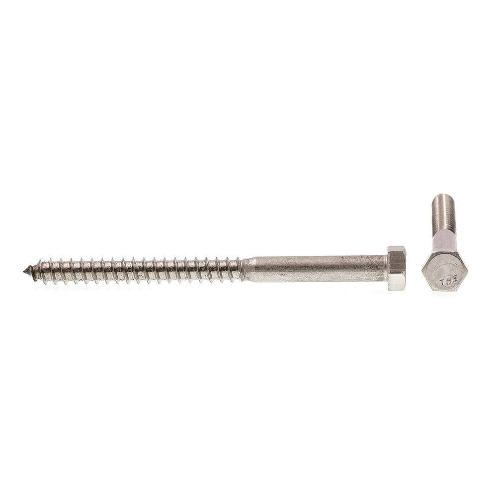 Prime-Line Grade 18 to 8 Stainless Steel 3/8 in. x 5 in. External Hex Lag Screws (10-Pack) (2)