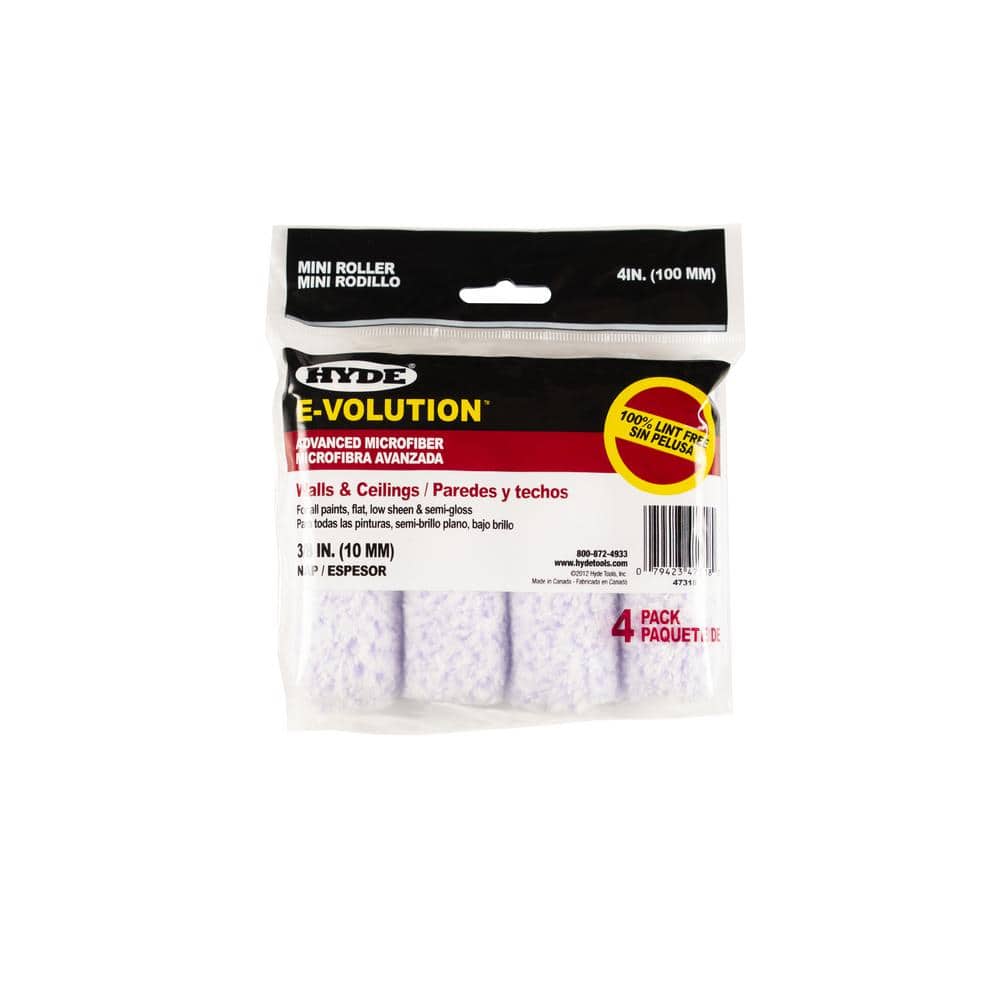 Hyde 4 in. x 3/8 in. Nap E-Volution Mini Microfiber Roller Cover (4-Pack)