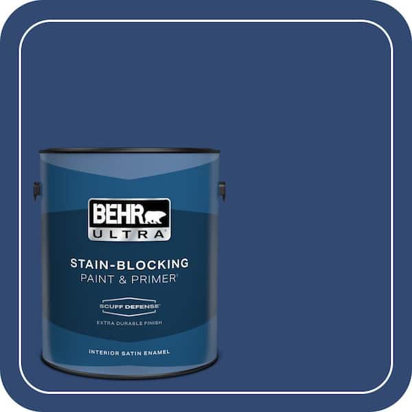 BEHR ULTRA 1 gal. #S-H-580 Navy Blue Extra Durable Satin Enamel Interior Paint & Primer (2)
