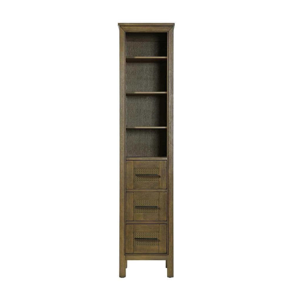 TIMELESS HOME 16 in. W x 18 in. D x 72 in. H Brown Freestanding Linen Cabinet (1)