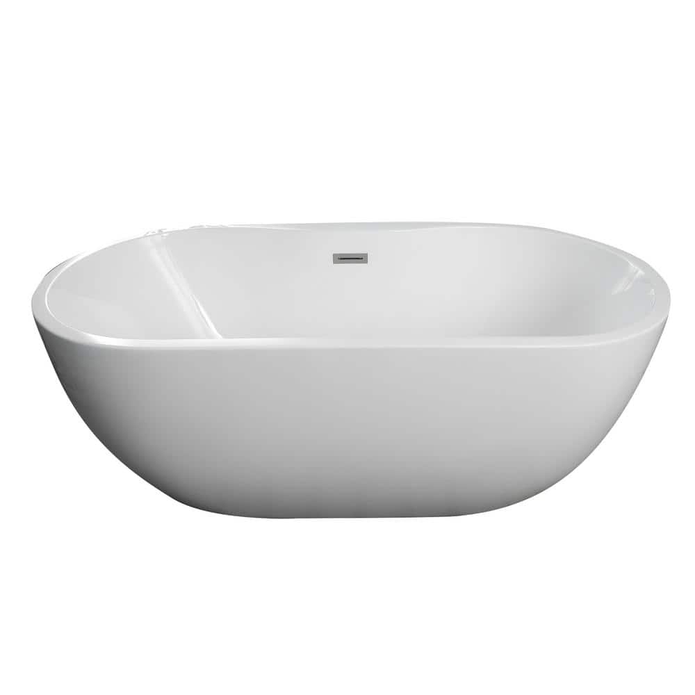 Barclay Products Penney 61 in. Acrylic Flatbottom Non-Whirlpool Bathtub in White with Tap Deck and Integral Drain (3)